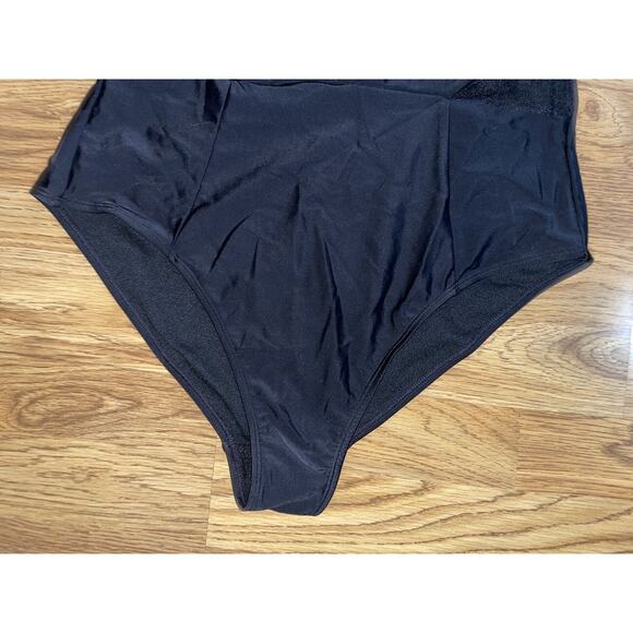 SO Juniors Plus Size 1x Black Halter Mesh One Piece Bathing Suit Swim Wear NWT - Picture 11 of 16